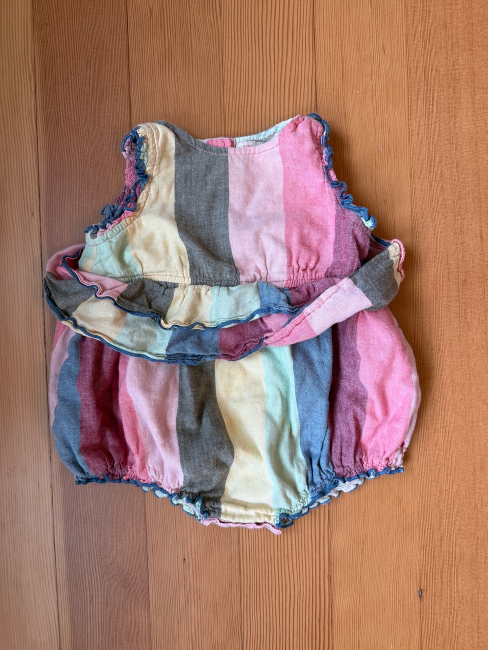 Pink Chicken Pastel Stripe Bubble Romper - Pink, Blue, Yellow, Gray, Green